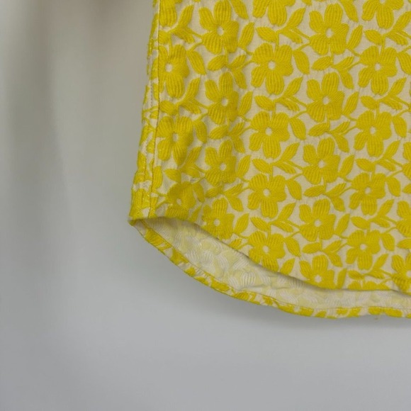Tish Cox Floral Embroidered Popover Top Yellow White XXS - Picture 4 of 10